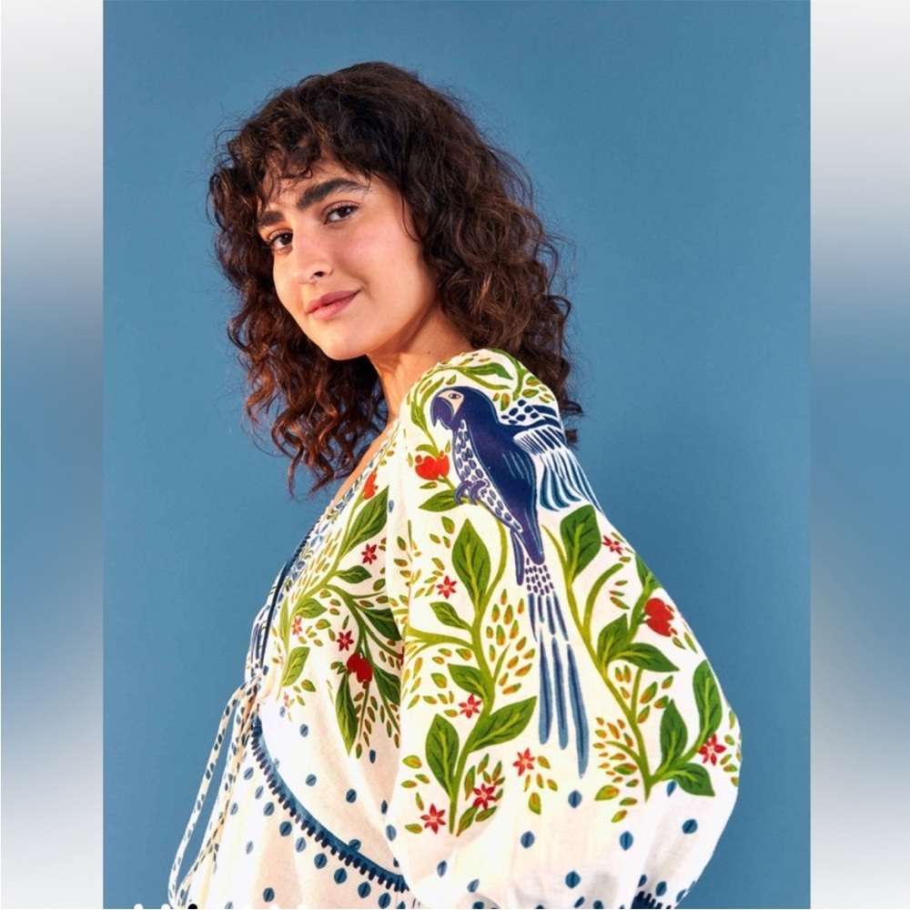 Farm Rio Off White Macaw Flight Maxi Dress Size S Small - Picture 4 of 5